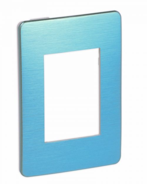 Placa de 3 módulos Orbital Blue. Azul Aluminio