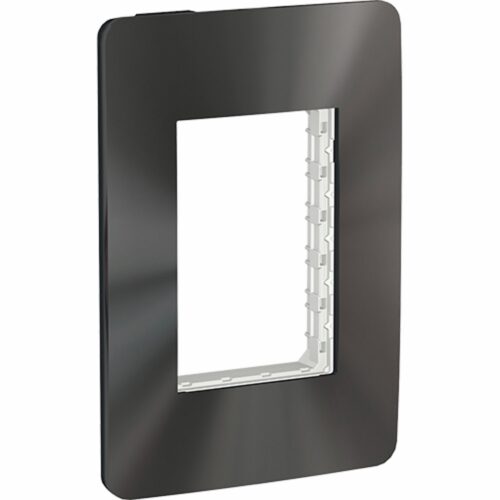 Placa de 3 módulos Chrome Dark. Negro espejo