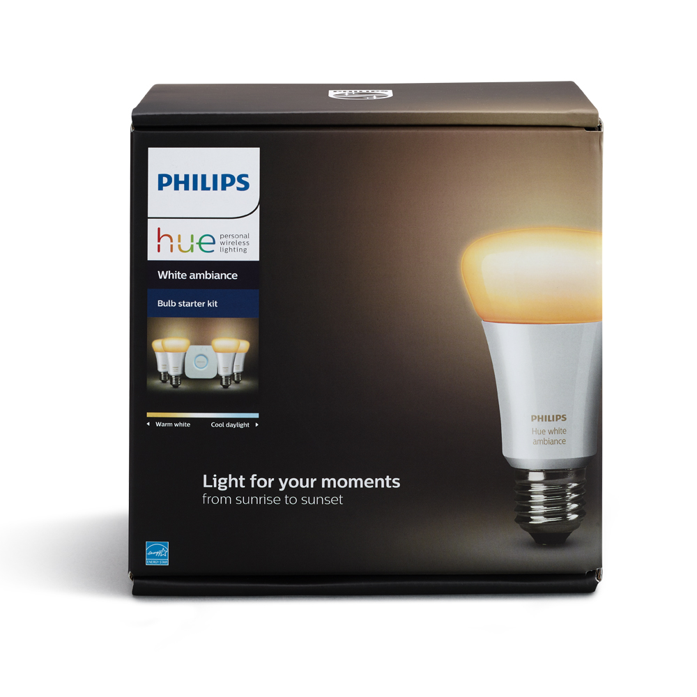 Philips Hue Kit de inicio de bombillas inteligentes LED A19, 4 bombillas  A19, 1 hub de tono, multicolor, juego de 5 piezas : Todo lo demás 