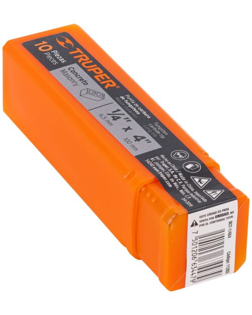 BROCA PARA CONCRETO 1/4 X 4. ACERO AL CROMO. PUNTA DE CRUZ. COLOR COBALTO. TRUPER