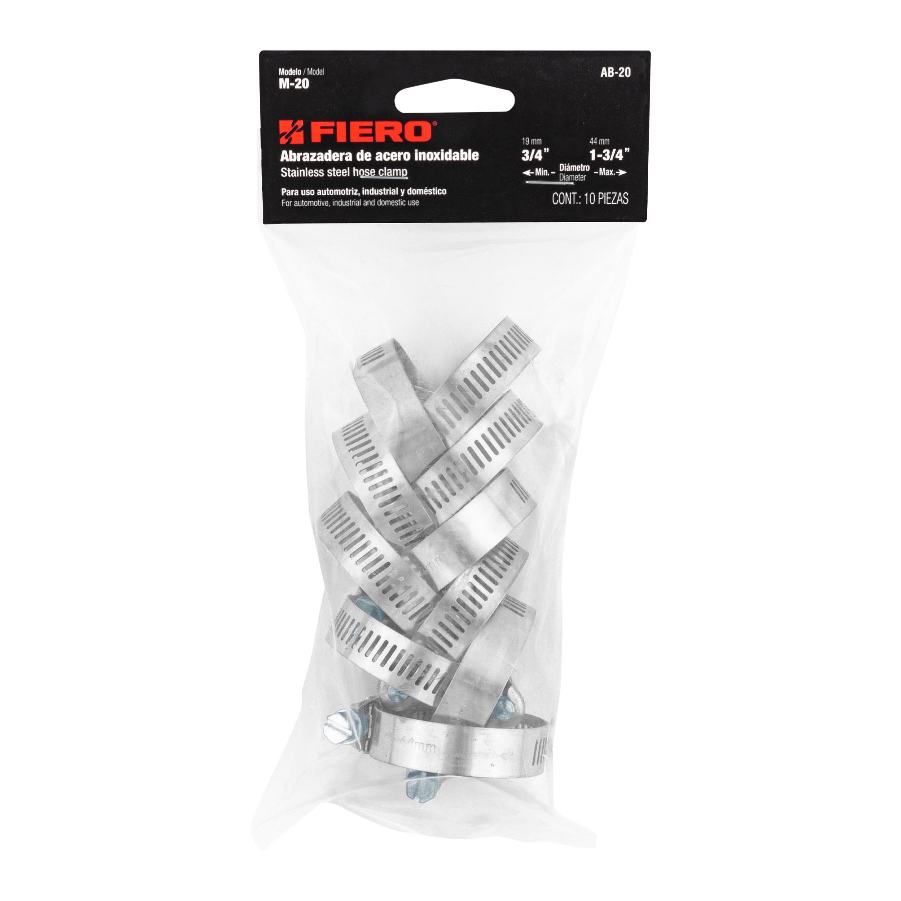 ABRAZADERA REFORZADA. # 20. 3/4 - 1-3/4 . BOLSA 10 PZAS